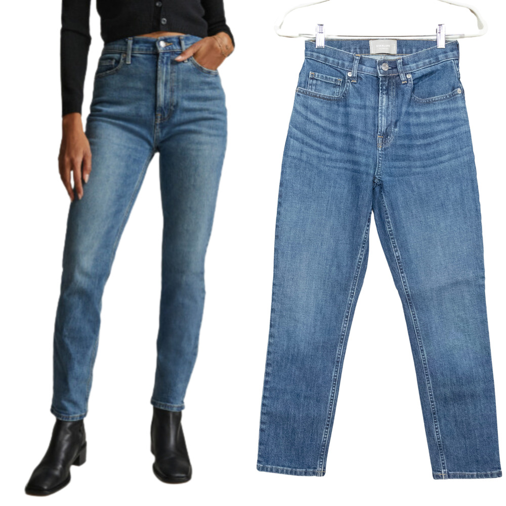 Everlane cheeky Jean sz 25 worn in mid blue